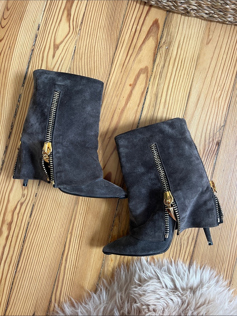 Giuseppe Zanotti Fold-Over Suede Booties